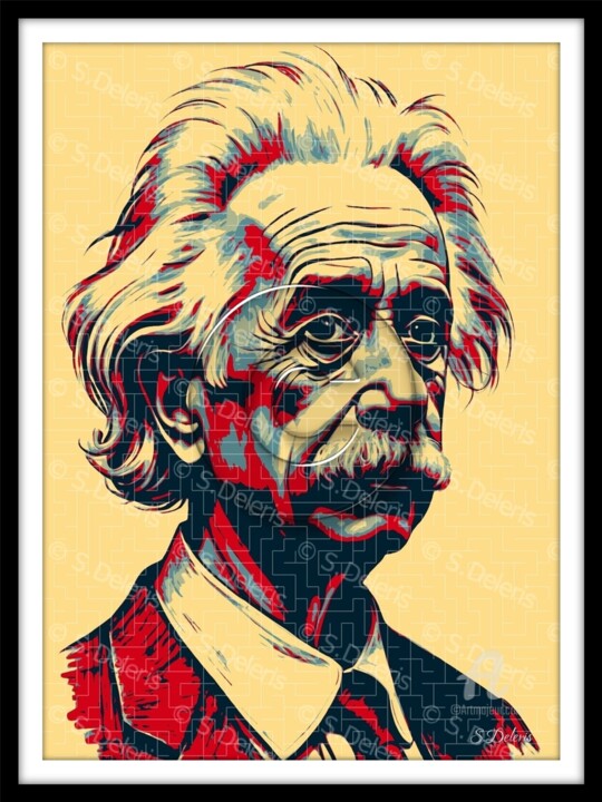 数字艺术 标题为“Einstein Albert” 由Steve Deleris, 原创艺术品, 光刻技术