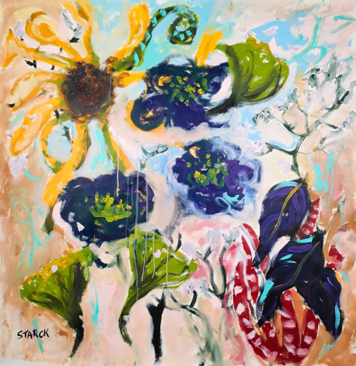 Floral composition 0824 绘画, 56.7x55.1 in