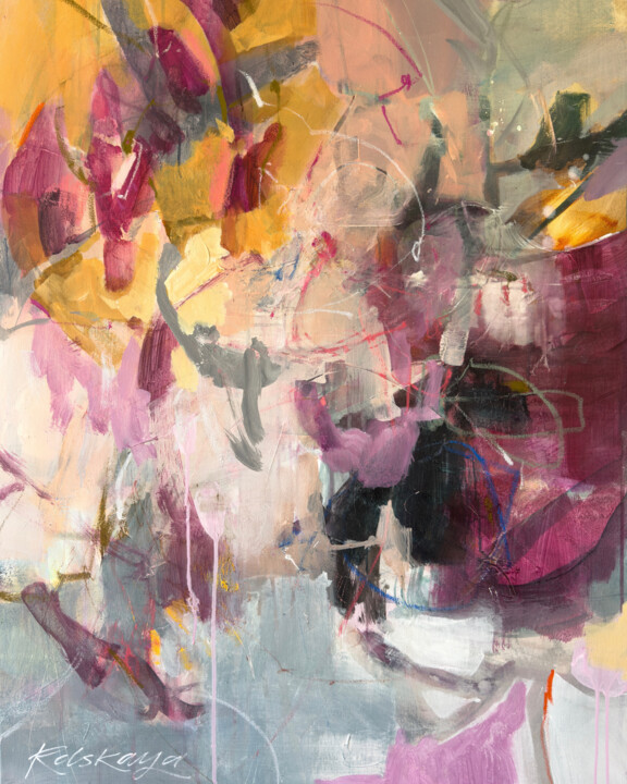 Painting titled "Midnight Sun" by Anna Rolskaya, Original Artwork, Acrylic