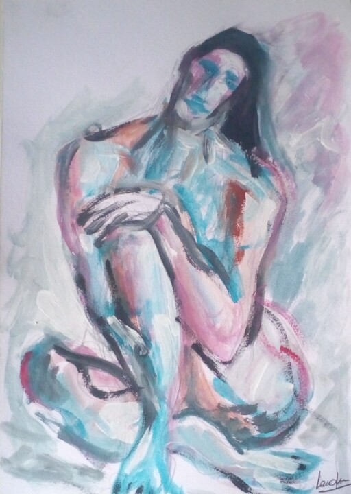 Jeune femme assise 绘画, 16.5x11.7 in
