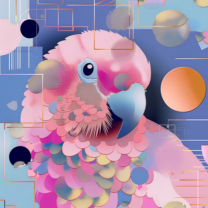 Digital Arts titled "Cockatoo in Abstrac…" by Anna Burger, Original Artwork, Digital Collage