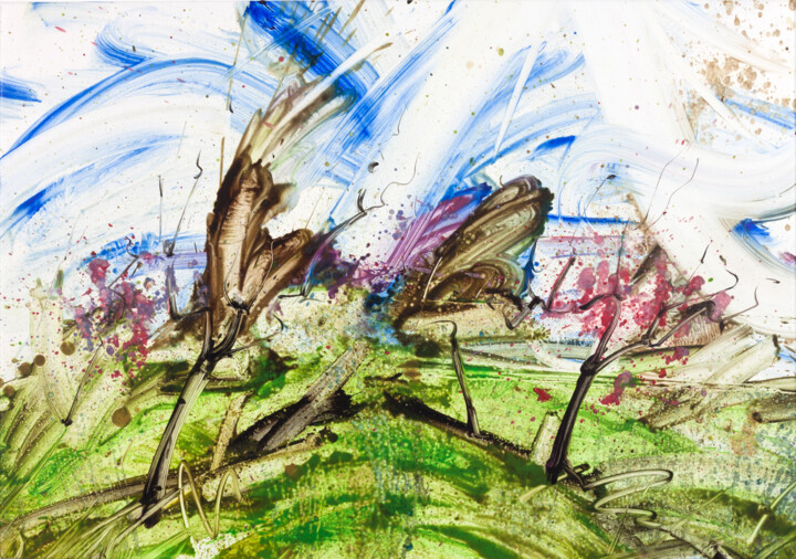 Peinture intitulée "Peach blossoms in t…" par Simone Romani, Œuvre d'art originale, Huile Monté sur Châssis en bois