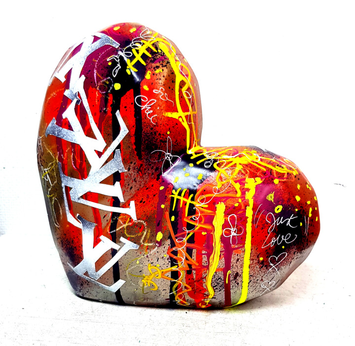 Sculpture Pop Art Coeur Louis Vuitton Graffiti Unique Heykel, 7,9x7,5 in