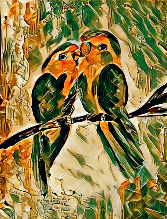 Painting titled "Love Birds" by Alexandra Roberts, Original Artwork, Acrylic