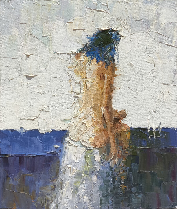 Solitude by the Water 绘画, 11.8x9.5 in