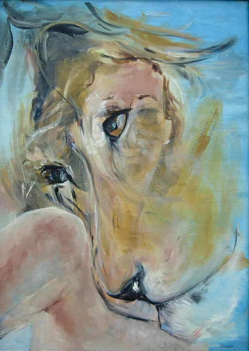 Lion and Women 绘画, 27.6x19.7 in