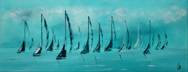 Blue Yachting 绘画, 19.7x51.2 in