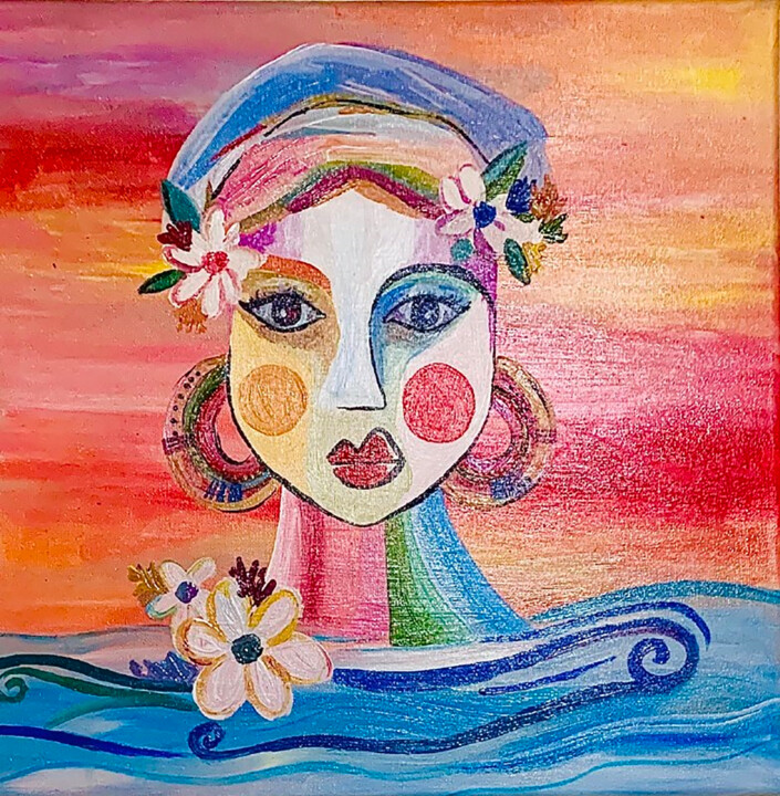 Painting titled "Her" by Seneli Ranaraja, Original Artwork, Acrylic