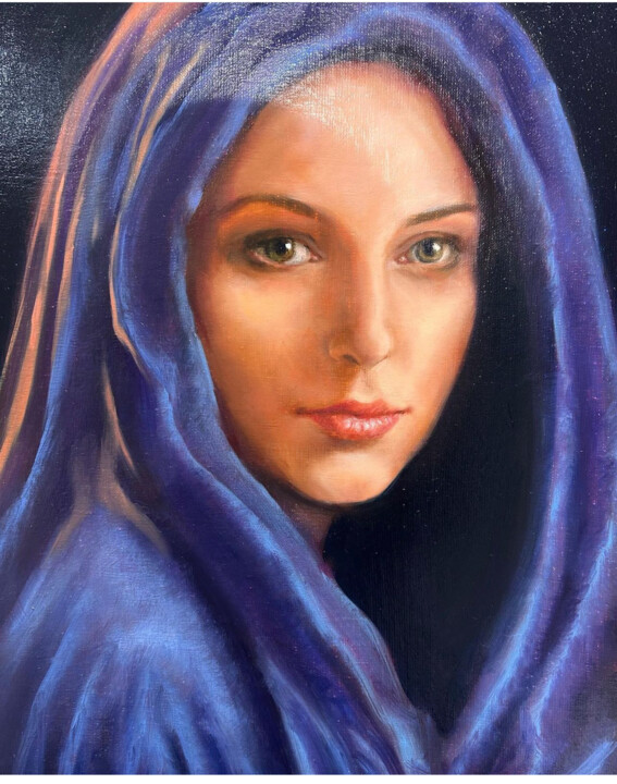Portrait d'une femme avec voile 绘画, 21.7x15 in