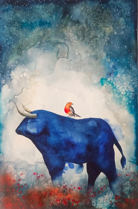 Toro Blu 绘画, 22.1x15 in