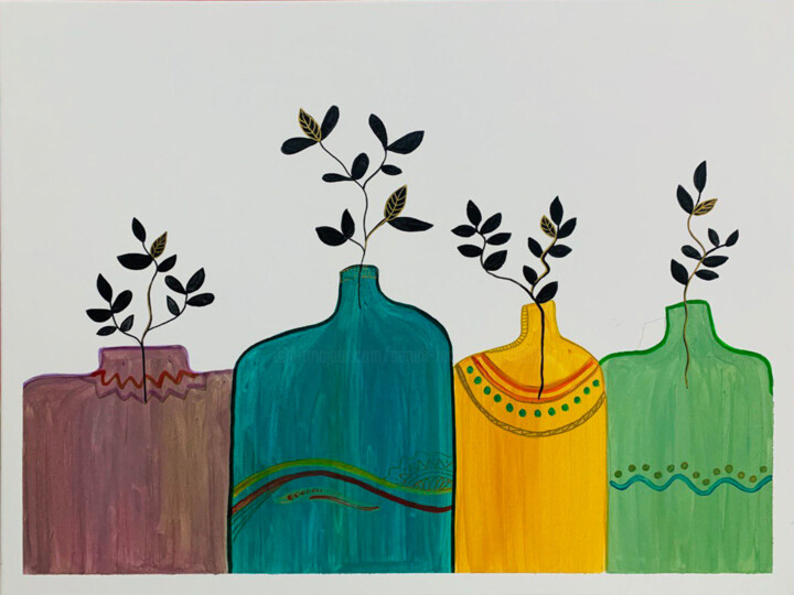 Painting titled "Growing" by Seneli Ranaraja, Original Artwork, Acrylic