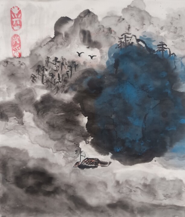 Blue mountain 图画, 15.8x13.8 in