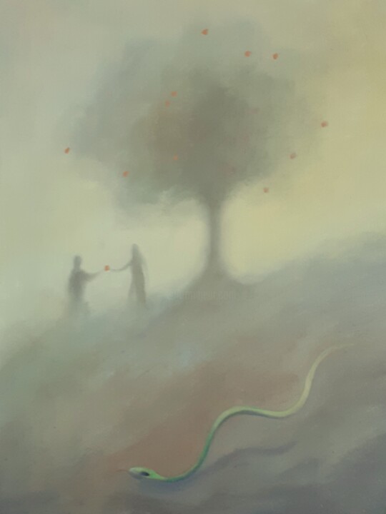 Painting titled "peccato originale" by Francesca Sacconi, Original Artwork, Oil