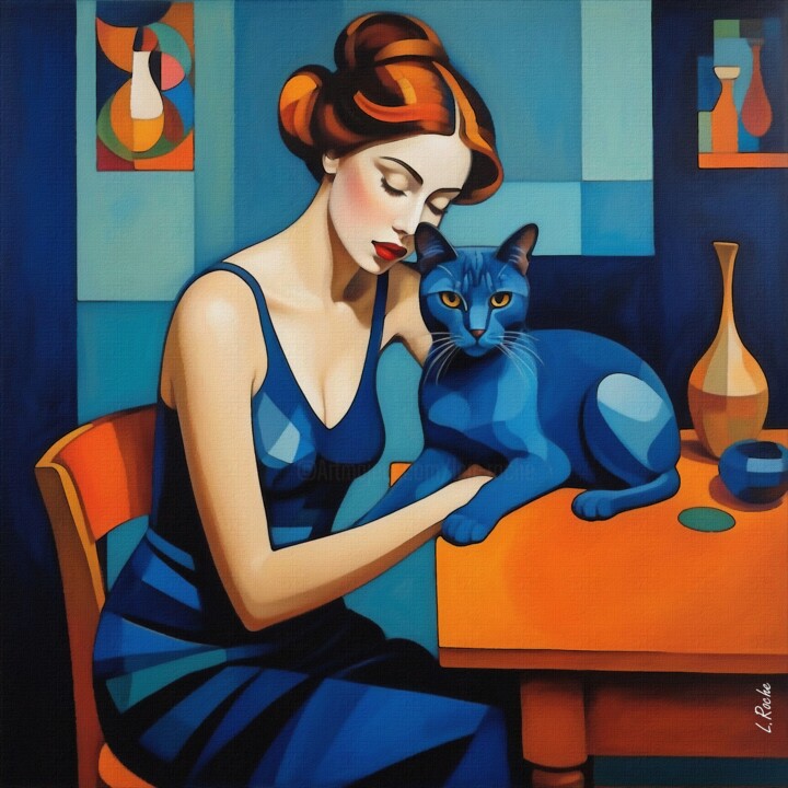 Les chats de Léa, 25 绘画, 27.6x27.6 in
