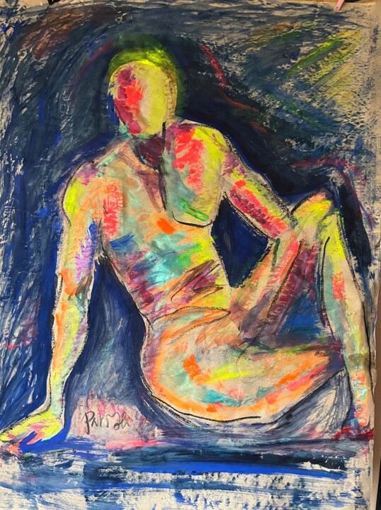 Homme nu assis 绘画, 29.5x38.6 in