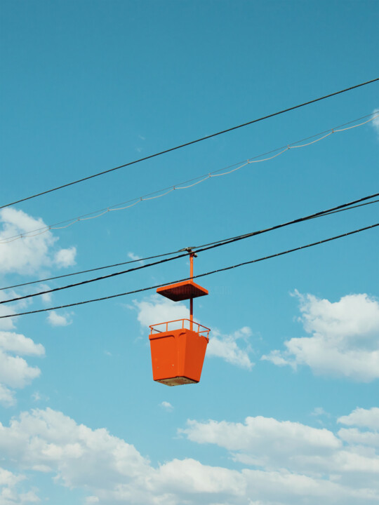 Photography titled "Le téléphérique rou…" by Laurent Roch, Original Artwork, Digital Photography