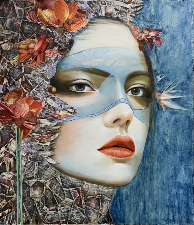 Donna avvolta da vegetazione di carta 2 绘画, 20.5x17.7 in
