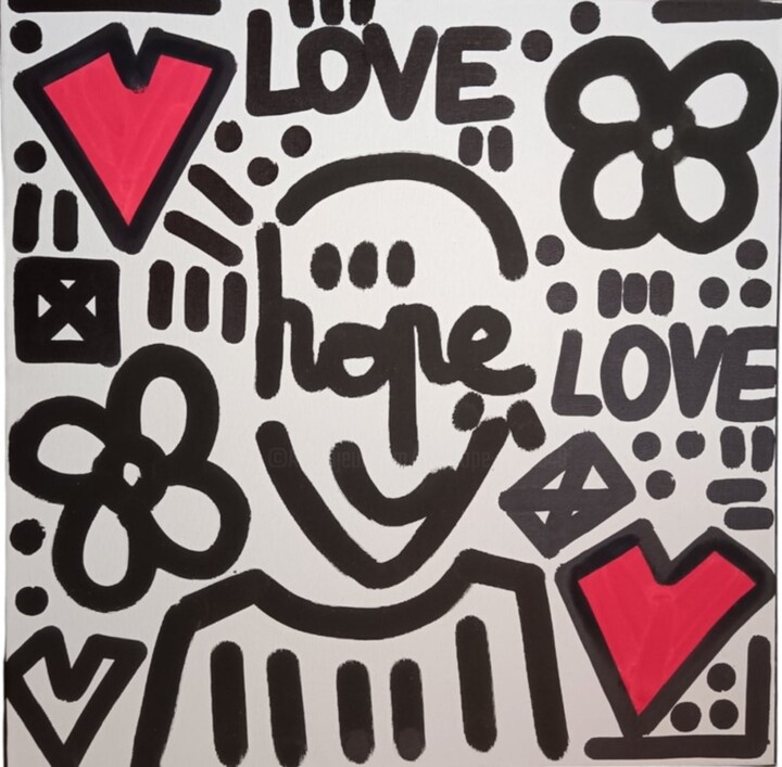 Mr.HOPE LOVE Painting, 15.8x15.8 in
