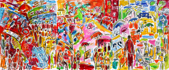 Malerei mit dem Titel "Triptyque mois d'ao…" von Jean Mirre, Original-Kunstwerk, Öl