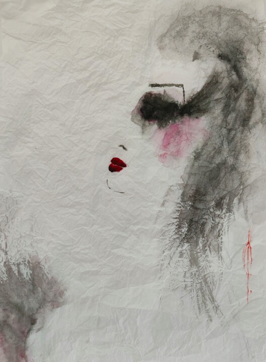 Lady Black moth 图画, 15.8x12.6 in