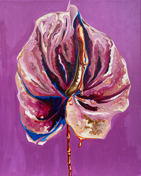 Painting titled "It's a Flower, Honey" by Tayisiya Shovgelia, Original Artwork, Acrylic
