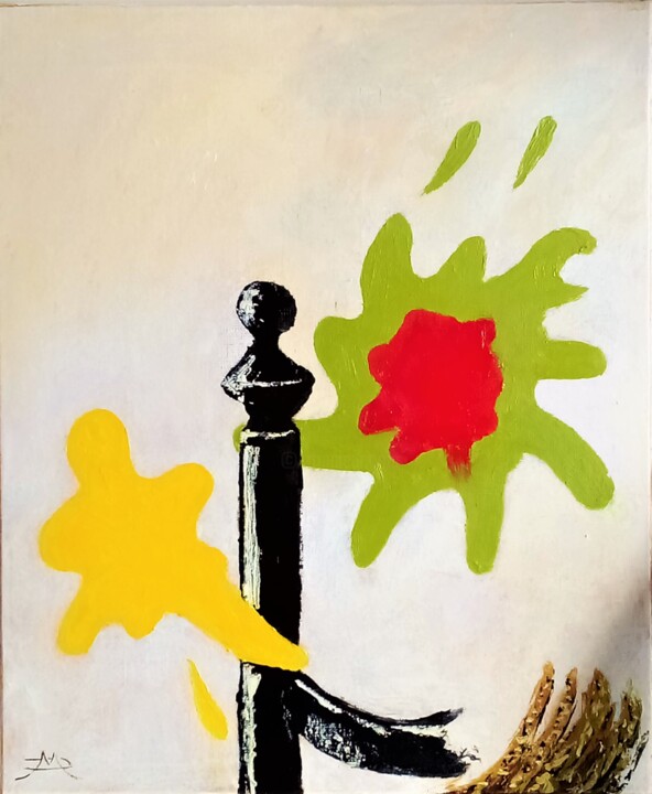 Peinture intitulée "La chaise brisée" par Daniel Mangin, Œuvre d'art originale, Huile Monté sur Châssis en bois