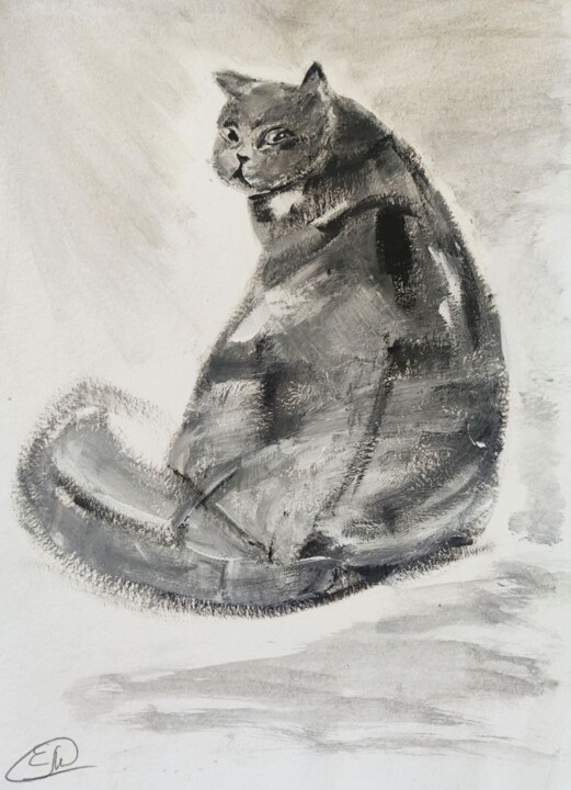 Offended cat 图画, 8.3x5.9 in