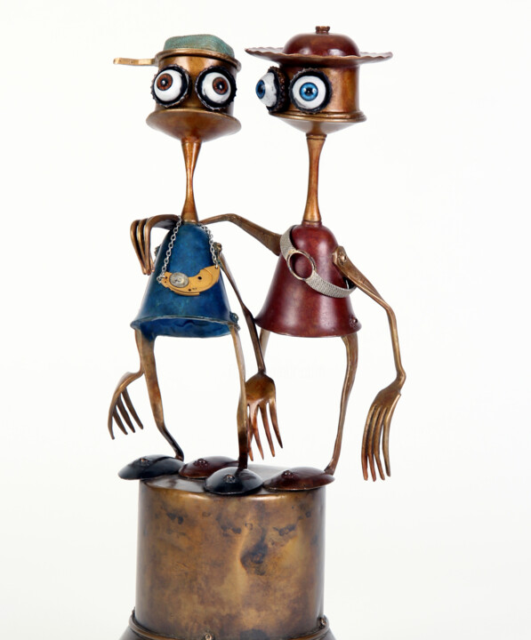 you and me like a family contemporary expressive work of art Sculptuur, 18,1x9,5 in