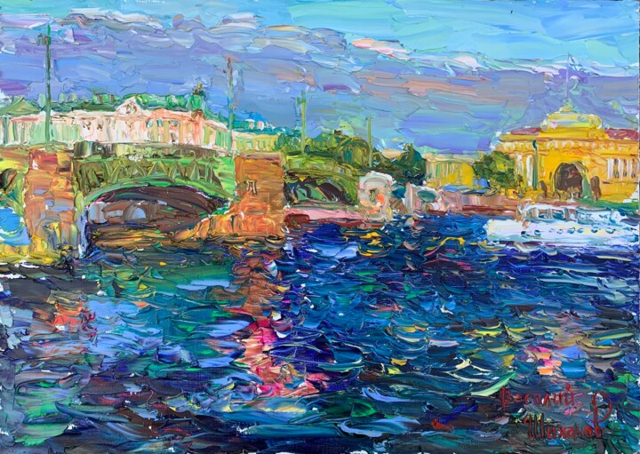Нева у Дворцового моста. Tablo, 19,7x27,6 in