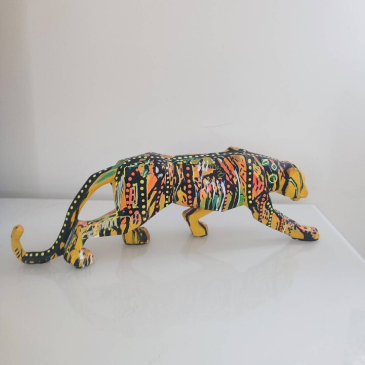 Sculpture panthère pop art colorée - statue design panthère Sculptuur, 5,5x2,8 in