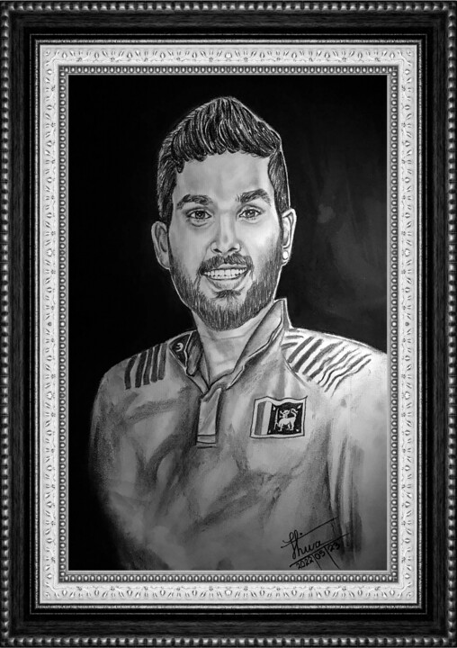 Cricketing Hero 绘画, 17x12 in