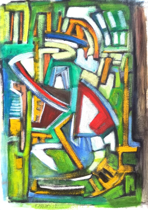 Peinture intitulée "L'INSTANT T de 2022" par Frédérique Manley, Œuvre d'art originale, Huile