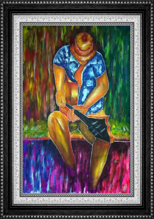 Strumming Music 绘画, 17x12 in