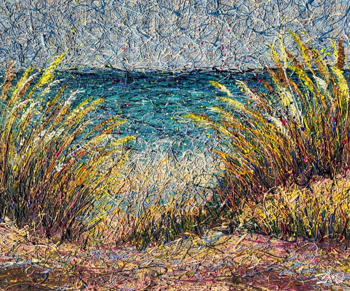 The ocean stirs the heart, inspires the imagination and ... 绘画, 37.4x47.2 in