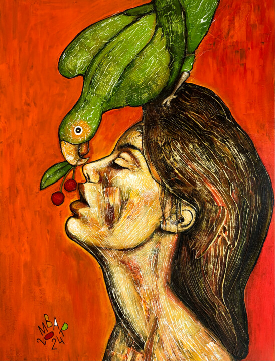 "I have commanded the ravens to feed you there" (1 Kings 17: 绘画, 31.5x23.6 in