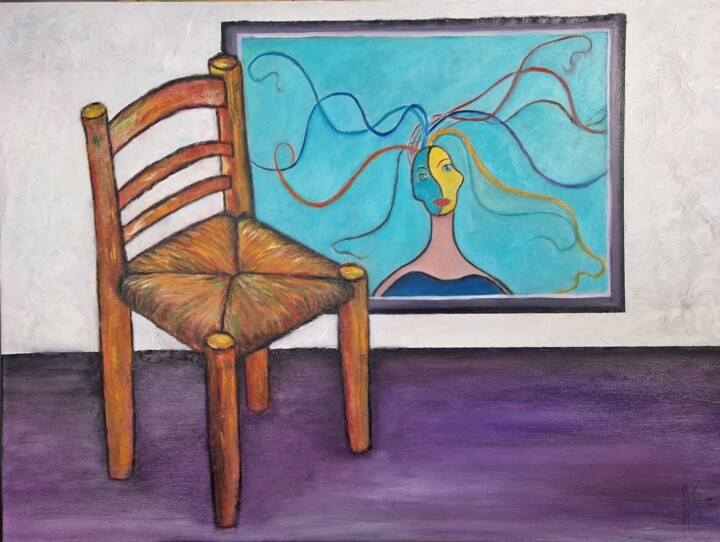Peinture intitulée "La Chaise - Stade 1" par Ralph.S, Œuvre d'art originale, Huile Monté sur Châssis en bois
