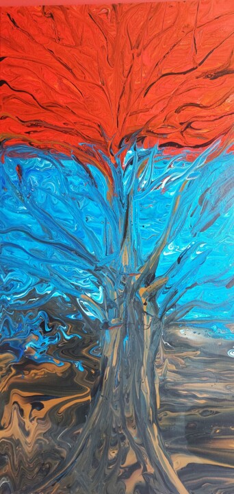 Schilderij getiteld "Global Warming" door Mado, Origineel Kunstwerk, Acryl Gemonteerd op Frame voor houten brancard