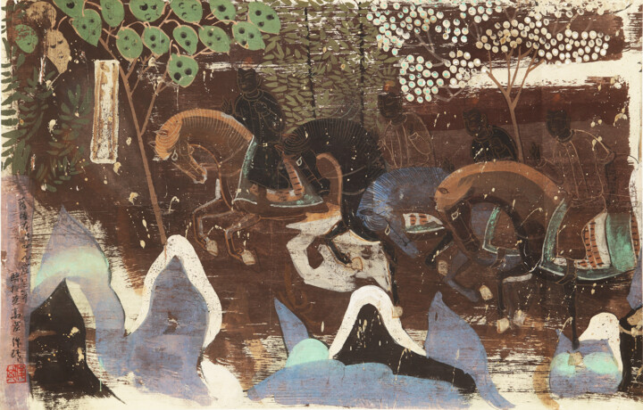 Malarstwo zatytułowany „Journey (Mogao Cave…” autorstwa Junqi Liu, Oryginalna praca, Pigmenty