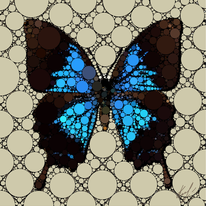 Rien qu'un papillon bleu 绘画, 7.9x7.9 in