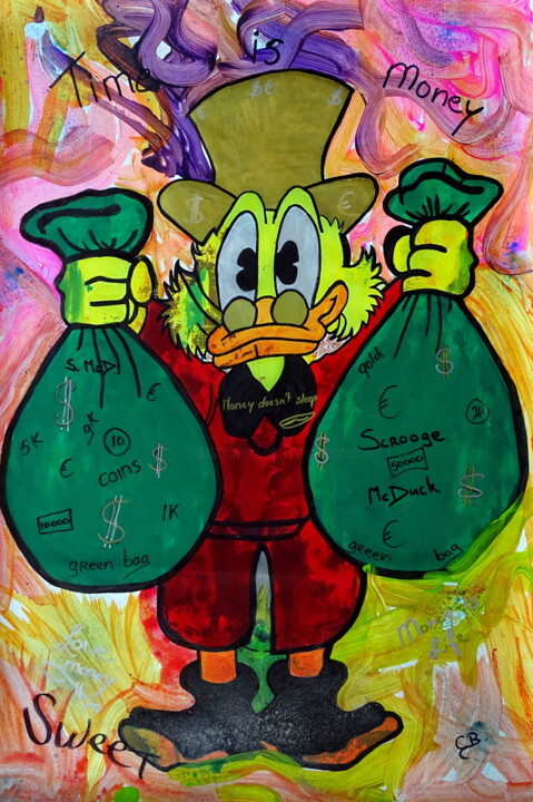 Money doesn't sleep Scrooge McDuck 绘画, 27.6x19.7 in