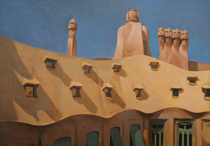 La Pedrera III. (Tejado). Schilderij, 25,6x36,2 in