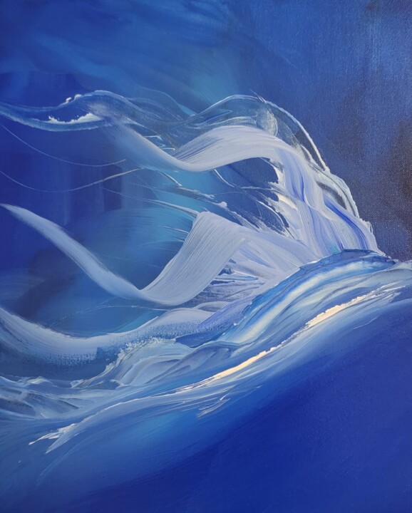 Malerei mit dem Titel "La Vague" von Flore Gauthier-Thomas (D'Art Va Flor), Original-Kunstwerk, Acryl Auf Keilrahmen aus Hol…