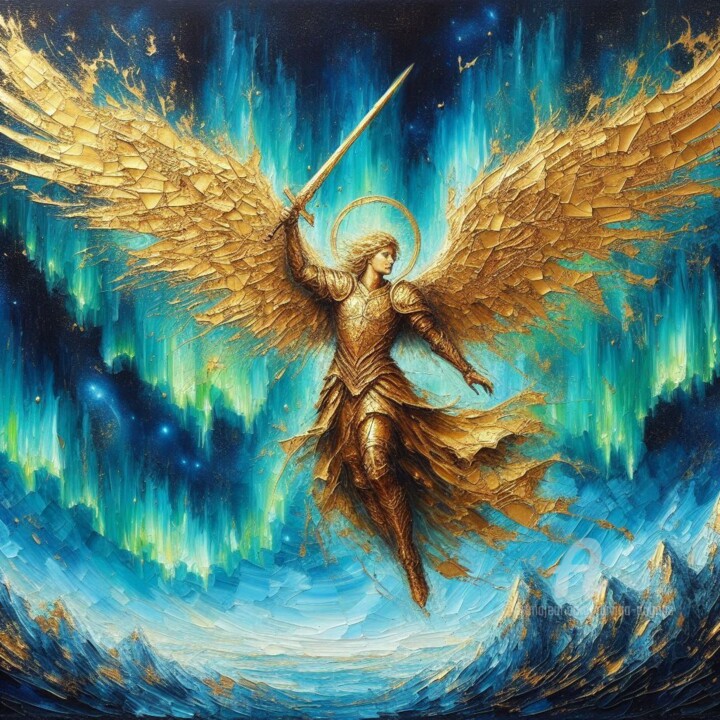 Archangel Michael Sacred Protection Dijital Sanat, 23,6x23,6 in