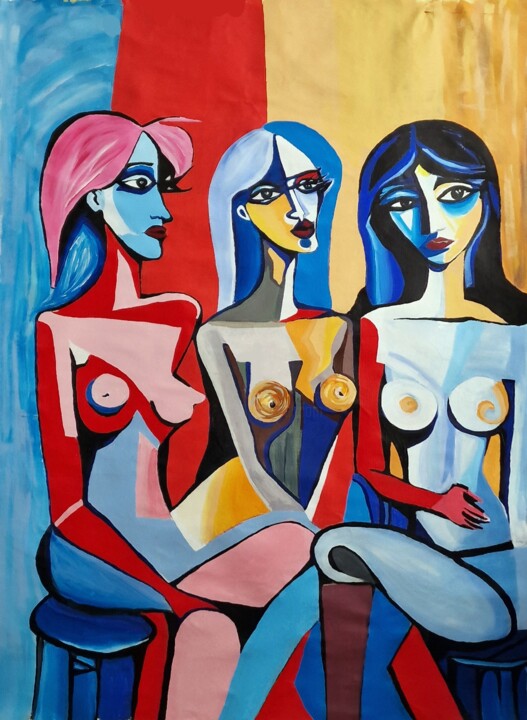 XXXL Three Misses 绘画, 63x47.8 in