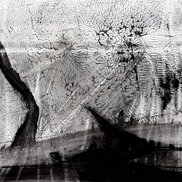 #236, 25x25cms, graphite et acrylique sur papier, 07-2024 绘画, 9.8x9.8 in