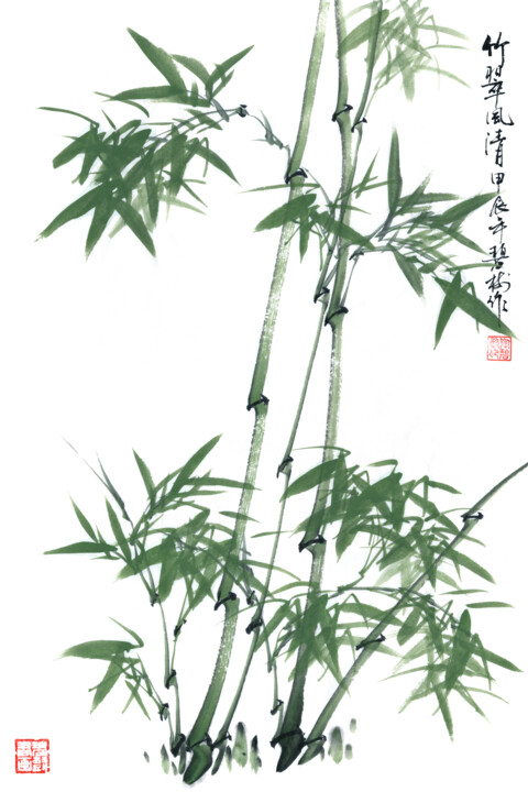Bamboo Green and Breeze Pure Tablo, 27x18 in
