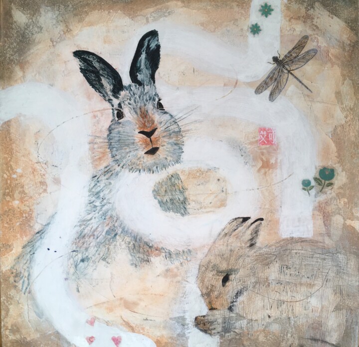Bunny run (A-side)/ Sunset (B-side) 绘画, 15.8x15.8 in