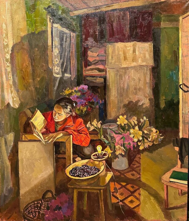 девушка, читающая книгу Картина, 27,6x23,6 in