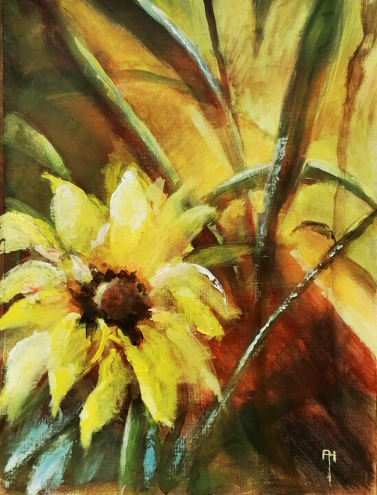 Painting titled "Sunflower's light" by Alan Harris, Original Artwork, Acrylic