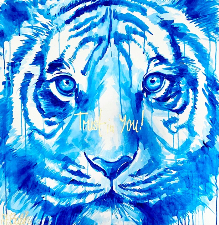 Malerei mit dem Titel "Tiger "Trust in you…" von Stephanie Balih, Original-Kunstwerk, Acryl